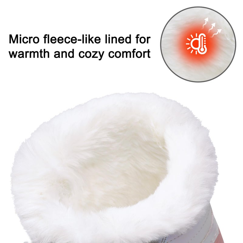 shoeslocker Girls Boys Waterproof Winter Snow Boots with Faux Fur Lining Pink Toddler size 5 - Image 4