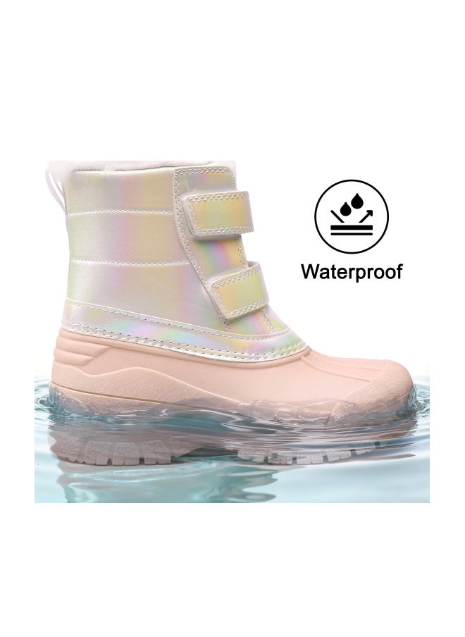 shoeslocker Girls Boys Waterproof Winter Snow Boots with Faux Fur Lining Pink Toddler size 5 - Image 1