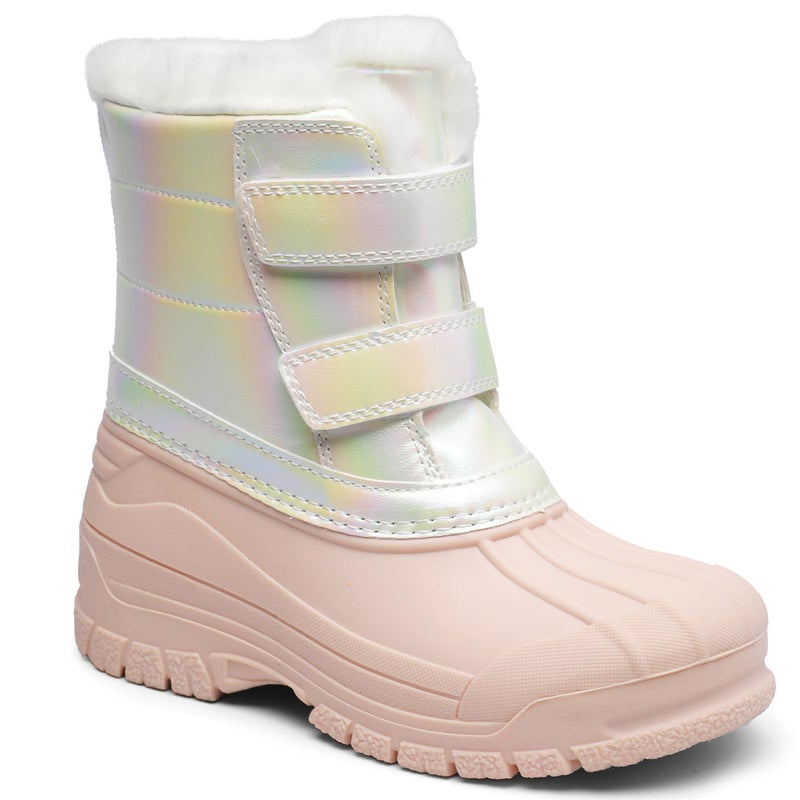shoeslocker Girls Boys Waterproof Winter Snow Boots with Faux Fur Lining Pink Toddler size 5 - Image 3