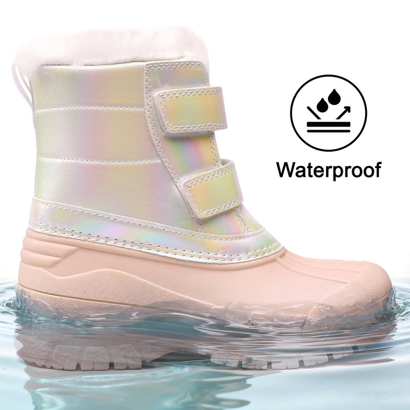 shoeslocker Girls Boys Waterproof Winter Snow Boots with Faux Fur Lining Pink Toddler size 5 - Image 5