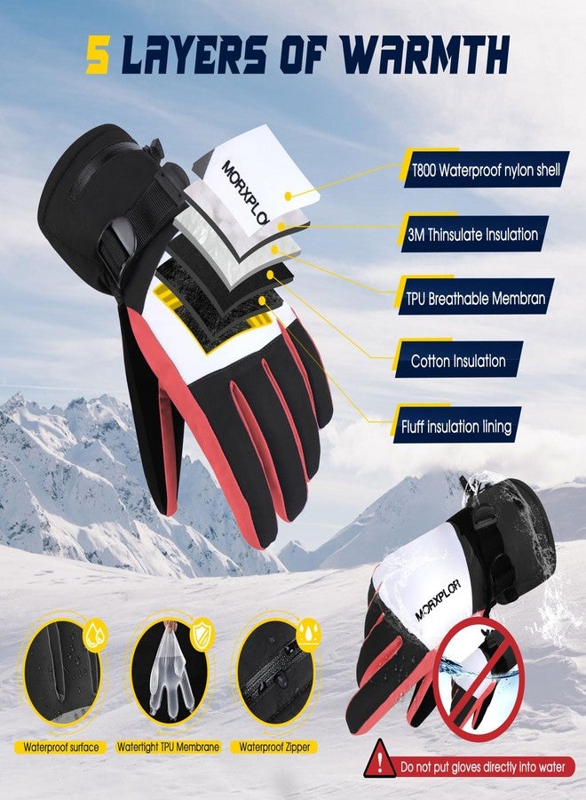 MORXPLOR Ski Snow Gloves for Men Women,3M Thinsulate Insulated Warm Winter Snowboard Windproof Winter Touchscreen Snowmobile Gloves for Cold Weather - Image 3