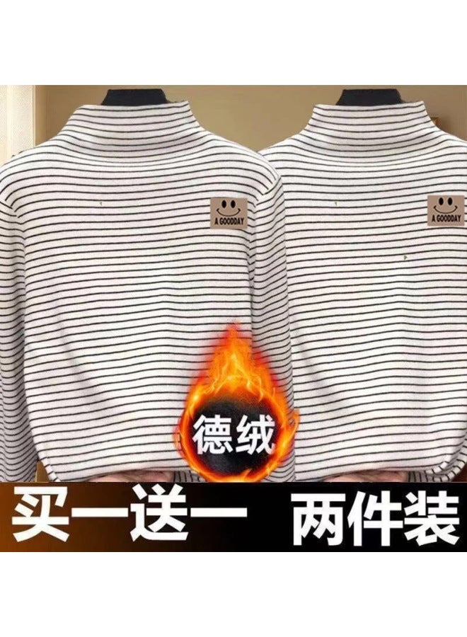 Boys And Girls Thermal Base Layer Long-sleeve Half-high Collar Top Children's Spring And Autumn Pullover Fashion Versatile Warm Autumn Clothing Trendy