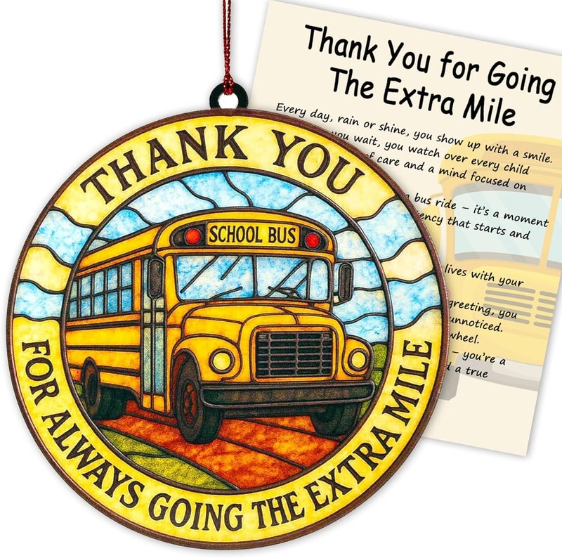 MAILAMCRAFT Bus Driver Appreciation Gifts, Bus Driver Gifts, School Drivers Appreciation Gift for Men, Women, Thank You Gift for School Bus Driver Monitor, Acrylic Suncatcher Effect Hanging Ornament - Image 1