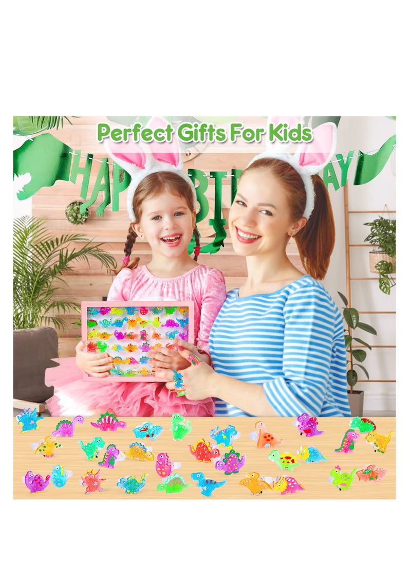 SOLARAE 48 Pcs 3D Dinosaur LED Glow Rings - Light Up Dinosaur Toys for Kids, Perfect for Glow in the Dark Parties, Classroom Prizes, Treasure Box Goodie Bags, and Party Favors for Boys and Girls. - Image 3