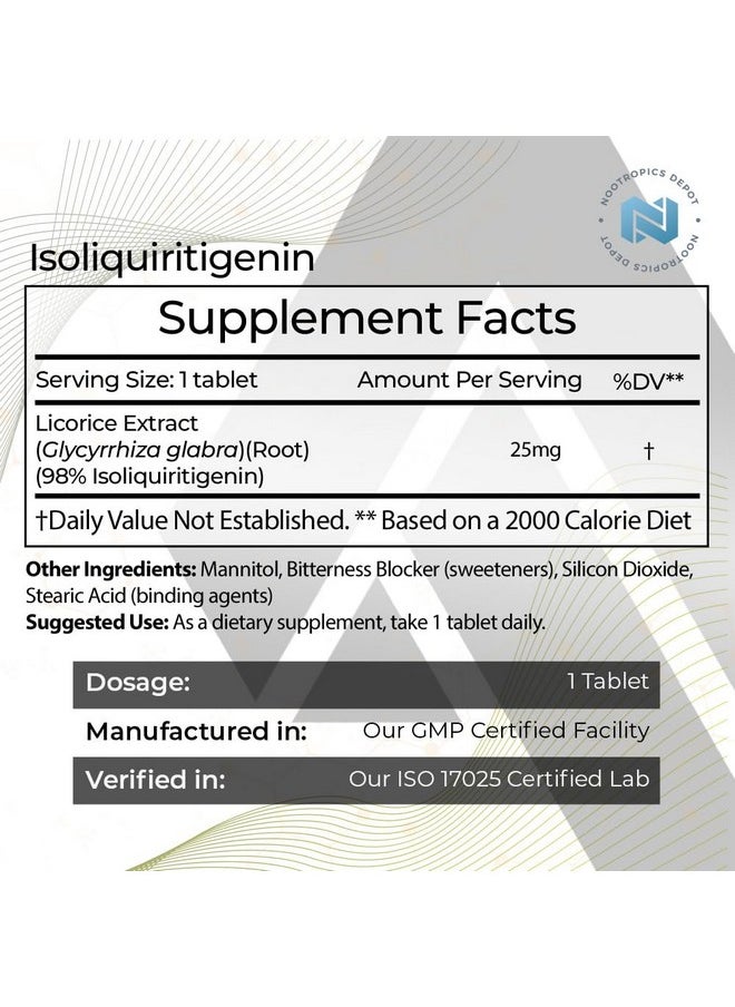 Isoliquiritigenin Controlled Dissolve Tablets | 60 Count | 25mg | Licorice Extract | Glycyrrhiza glabra | Mood, Relaxation, and Energy Support