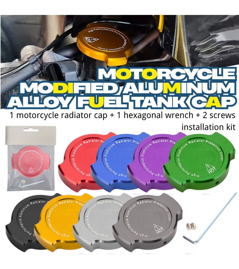 Motorcycle Radiator Cap Cover Kit With CNC Aluminum Alloy Case Hex Wrench And Installation Screws Compatible For Honda Yamaha Kawasaki Suzuki Ducati Motorcycles Radiator Accessory Purple - Image 1