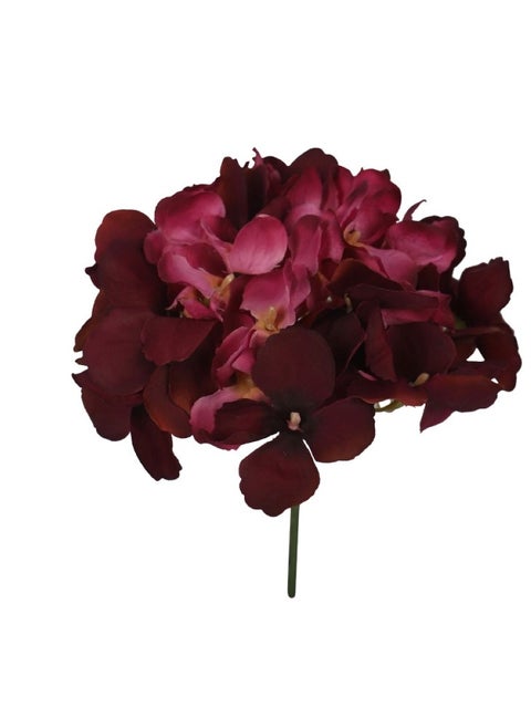 Single Head Artificial Hydrangea Silk Flower for Effortless Beauty Dark Red