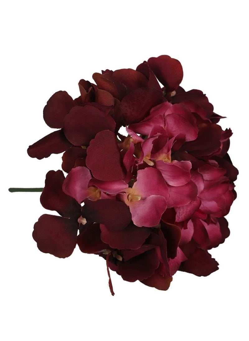 Huitich - Single Head Artificial Hydrangea Silk Flower for Effortless Beauty Dark Red - Image 1