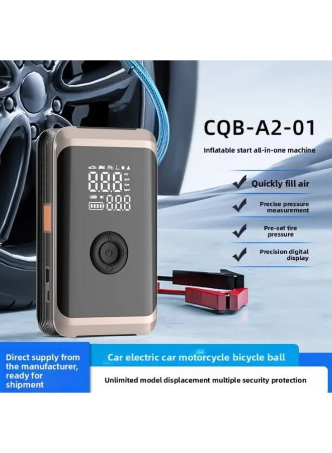 DENX DX3334 4-in-1 Portable Tire Inflator  Car Jump Starter - 150 PSI Air Compressor with Digital LED Display, 14.8V Lithium Battery, and Built-in Emergency Flashlight - Image 2