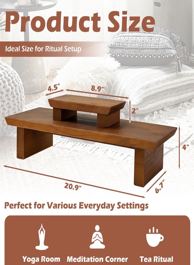 Verssure Meditation Altar Table Solid Wood, Wooden Puja Table for Relaxation and Prayer, Low Meditation Tables, Japanese Floor Table, Small Coffee & Tea Table for Home, Office, Studio - Image 3