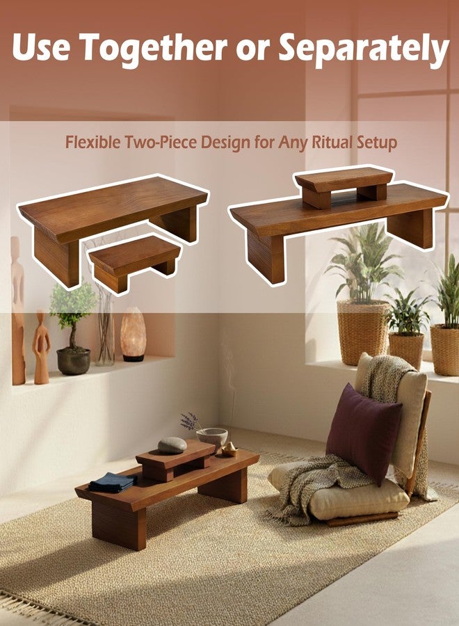 Verssure Meditation Altar Table Solid Wood, Wooden Puja Table for Relaxation and Prayer, Low Meditation Tables, Japanese Floor Table, Small Coffee & Tea Table for Home, Office, Studio - Image 4