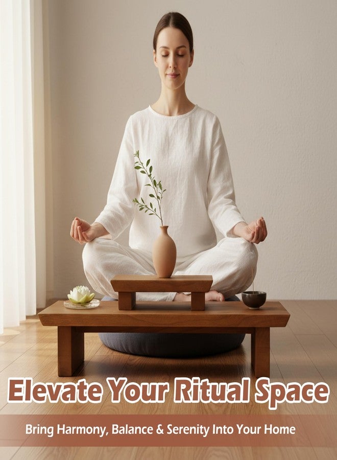 Verssure Meditation Altar Table Solid Wood, Wooden Puja Table for Relaxation and Prayer, Low Meditation Tables, Japanese Floor Table, Small Coffee & Tea Table for Home, Office, Studio - Image 5