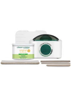 Clean + Easy Clean + Easy Pot Wax Mini Kit With Deluxe Warmer, Original Formula Wax, Muslin Strips, Waxing Accessories, (120 V) 