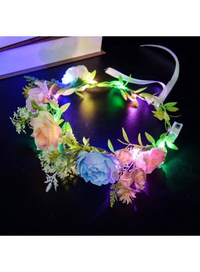 Luminous Greath Children Adult Princess Bright Headwear Scenic Spot Festival Photo Fairy Flash Greath Headband-Color:Luminous Bright Color Wreath Lights - Image 5