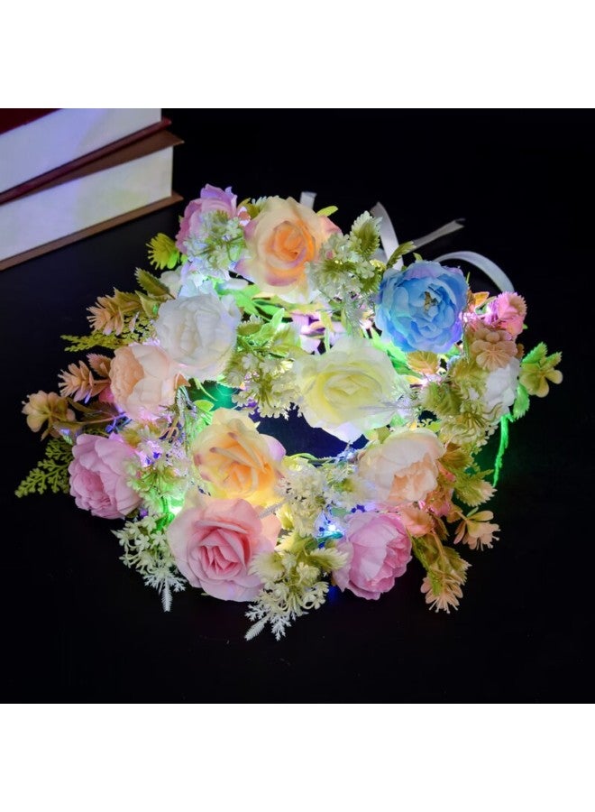 Luminous Greath Children Adult Princess Bright Headwear Scenic Spot Festival Photo Fairy Flash Greath Headband-Color:Luminous Bright Color Wreath Lights - Image 2