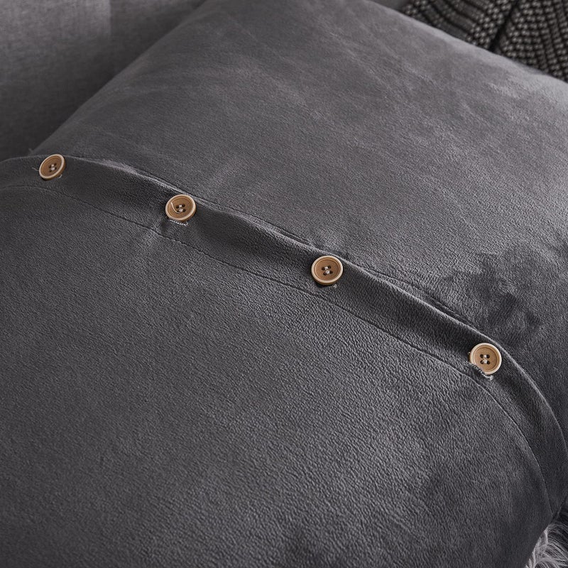 WERDIM WERDIM Shaggy Faux Fur Pillowcases 2 Pack Button Closure Velvet Pillow Shams King Size (Tie Dye Dark Grey  20 X 36 Inches)  - Image 5