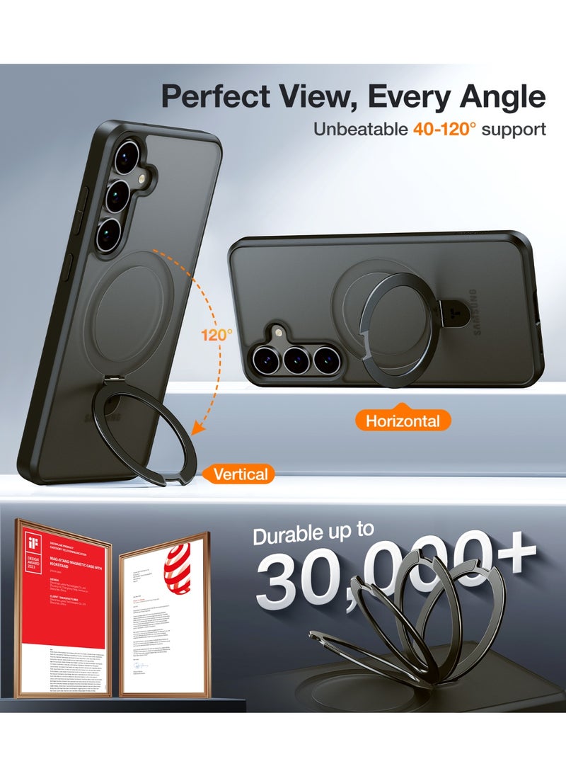 TORRAS Magnetic Ostand for Samsung Galaxy S24 Plus Case 6.7", [Mil-Grade Drop Tested][Compatible with MagSafe][Build in Kickstand] Shockproof Slim Protective for S24+ Case, Translucent Black  - Image 5