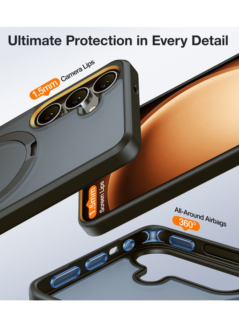 TORRAS - Magnetic Ostand for Samsung Galaxy S24 Plus Case 6.7", [Mil-Grade Drop Tested][Compatible with MagSafe][Build in Kickstand] Shockproof Slim Protective for S24+ Case, Translucent Black - Image 1