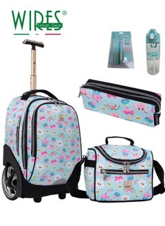 Wires 3 Piece Kids School Trolley Bag laptop compartment Big Wheels With Lunch bag & Pencil Case  - Image 1