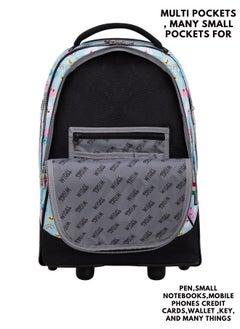 Wires 3 Piece Kids School Trolley Bag laptop compartment Big Wheels With Lunch bag & Pencil Case  - Image 3