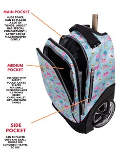 Wires 3 Piece Kids School Trolley Bag laptop compartment Big Wheels With Lunch bag & Pencil Case  - Image 4