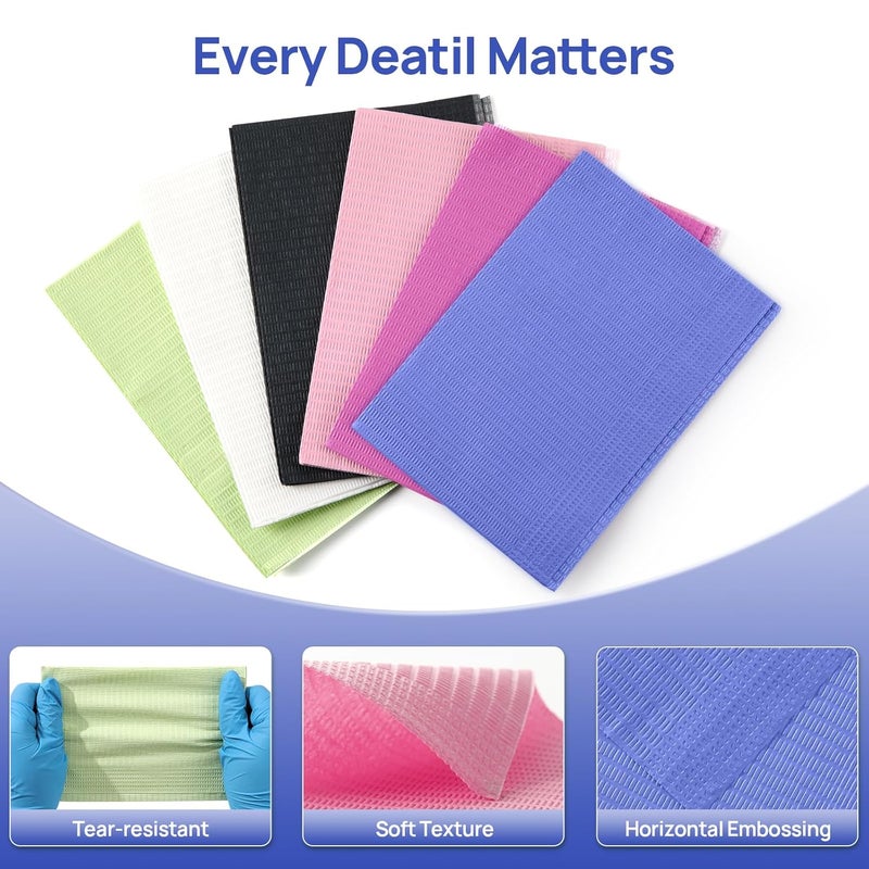 JMU Dental Bibs, Disposable Dental Bibs Dark Blue, 125 Pack Waterproof Dental Bib for Dentist - 2-Ply Paper 1-Ply Film, Soft & Comfortable, 13" x 18" Wide Coverage Medical Tray Covers Bibs - Image 3