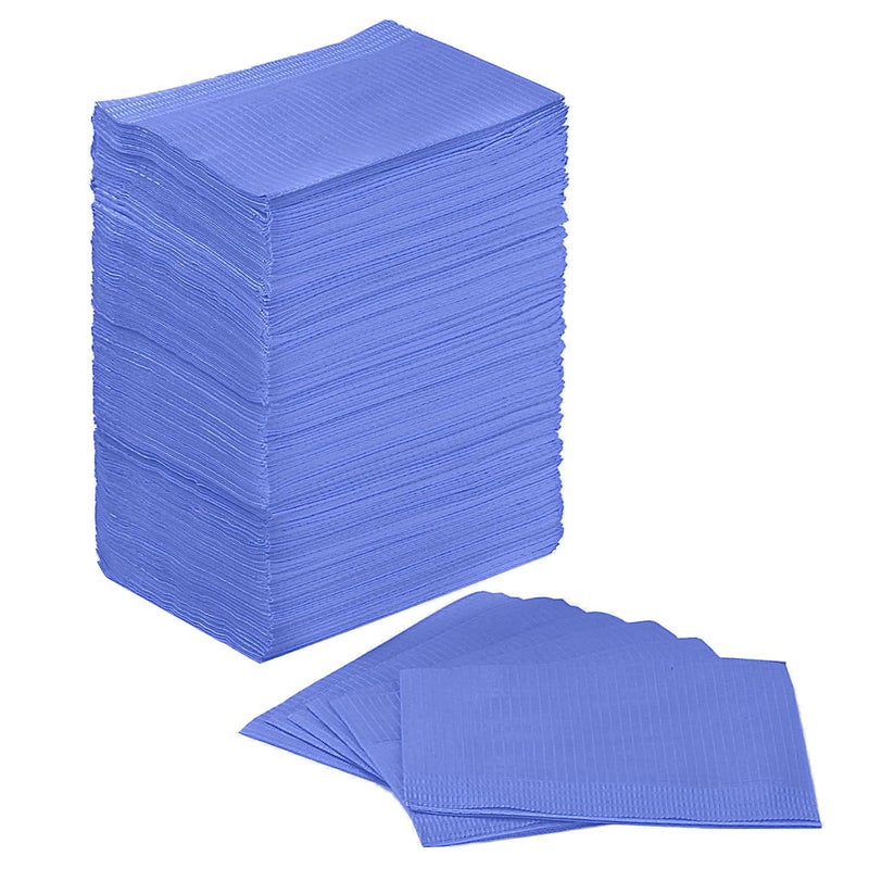 JMU Dental Bibs, Disposable Dental Bibs Dark Blue, 125 Pack Waterproof Dental Bib for Dentist - 2-Ply Paper 1-Ply Film, Soft & Comfortable, 13" x 18" Wide Coverage Medical Tray Covers Bibs - Image 1