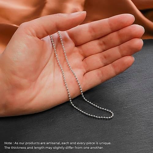 Amberta 925 Sterling Silver 2 mm Ball Chain Necklace Length 18" inch / 45 cm (18) - Image 4