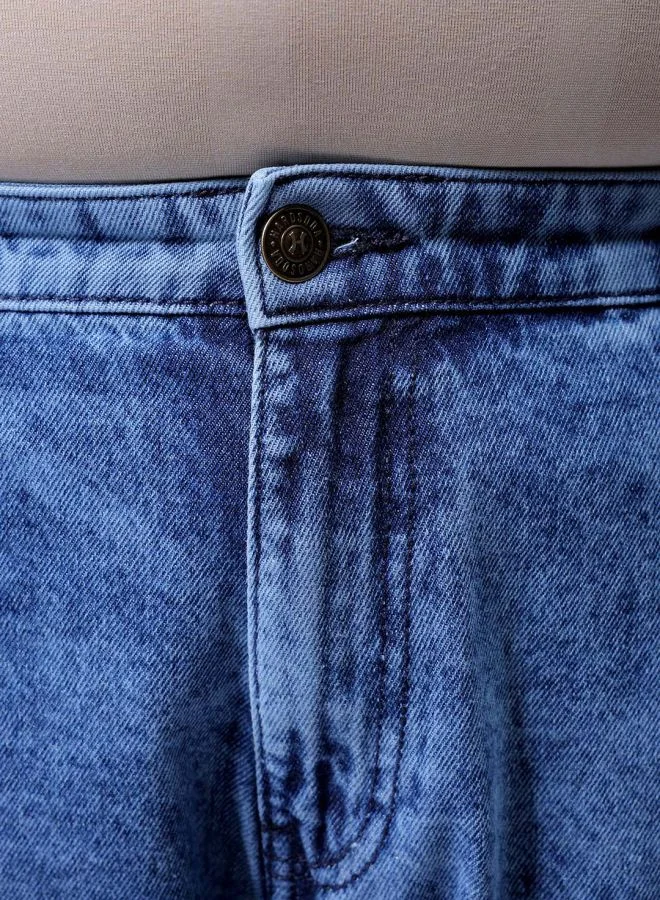 هاردسودا Men Plus Size Baggy Fit Solid Mid-Rise Jeans