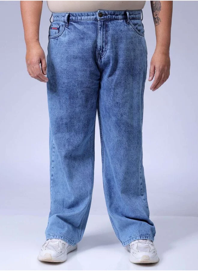 HARDSODA Men Plus Size Baggy Fit Solid Mid-Rise Jeans