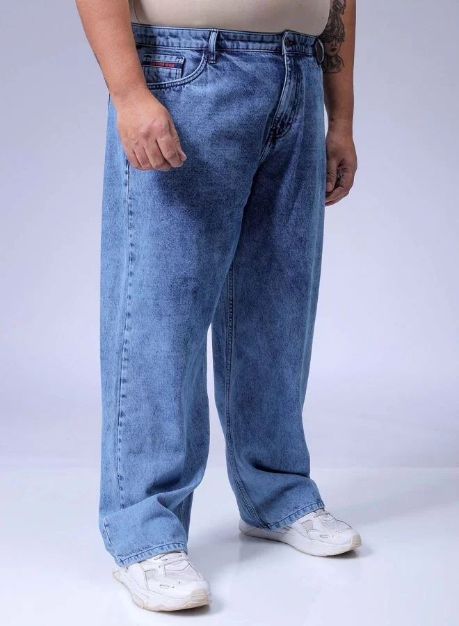 هاردسودا Men Plus Size Baggy Fit Solid Mid-Rise Jeans