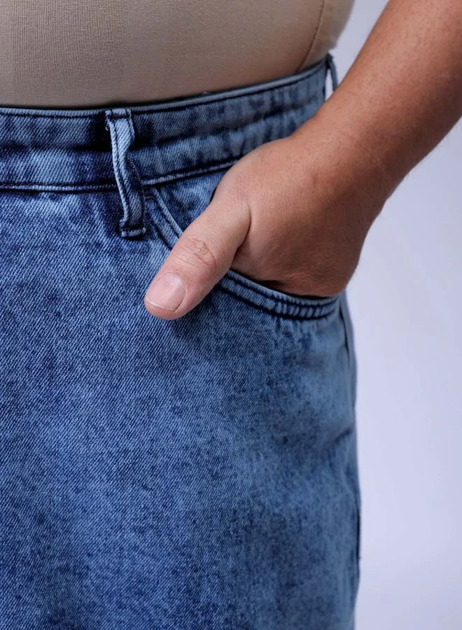 هاردسودا Men Plus Size Baggy Fit Solid Mid-Rise Jeans