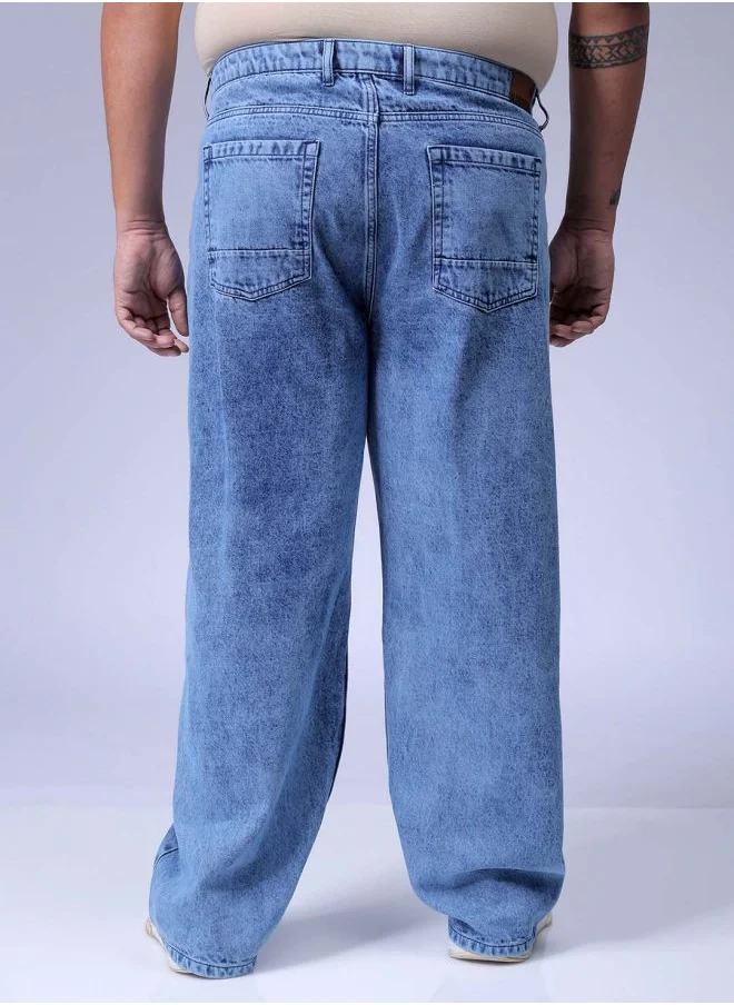 HARDSODA Men Plus Size Baggy Fit Solid Mid-Rise Jeans
