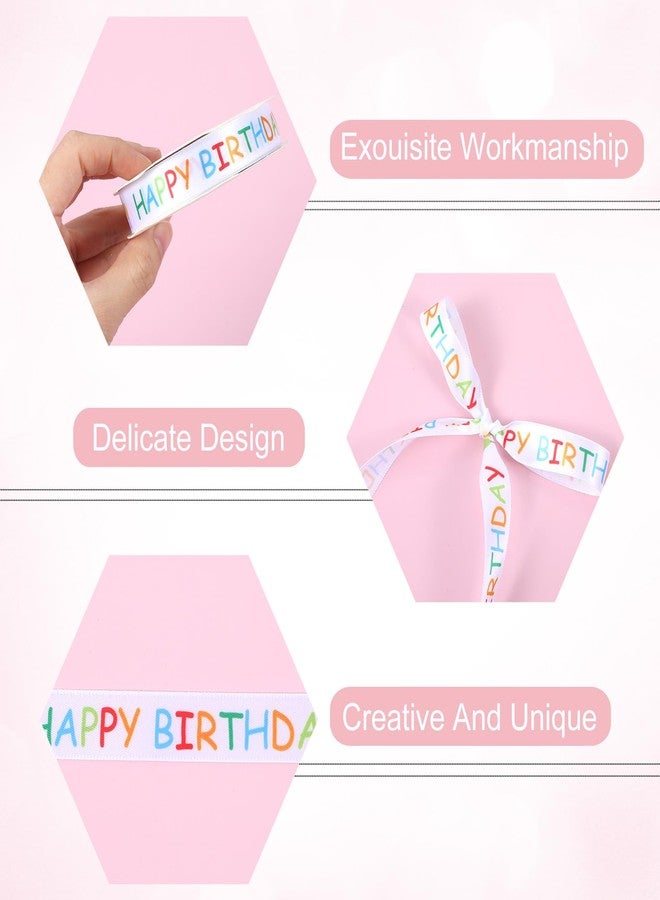 APLZGMG Happy Birthday Ribbon Roll, 75 Ft Gift Wrapping Ribbon Crafts Party Decoration, Colorful Happy Birthday Themed Ribbons for Cake Bouquet Gift Wrapping Bow Making Birthdays Decoration DIY(15 mm x 75 ft) - Image 3
