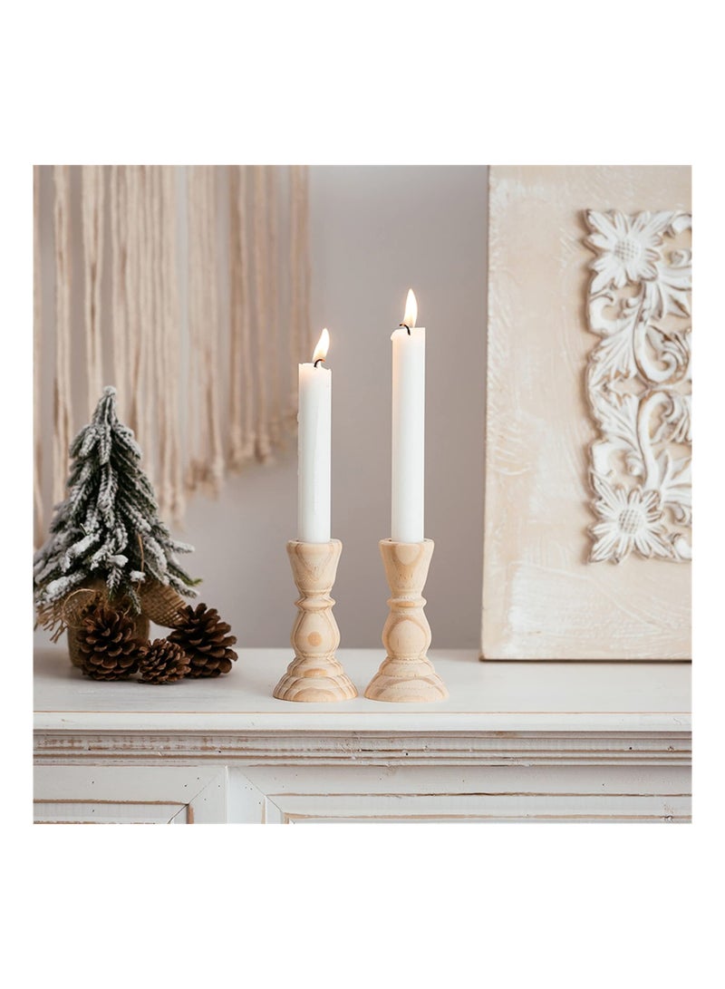 Y&D Wood Candlestick, Handmade Candle Holder, 4Pcs Unfinished Candlestick Holder for Craft Project, Natural Wooden Holders Taper Candle, Ready to Stain, Paint or Oil, 12.6cm - Image 4
