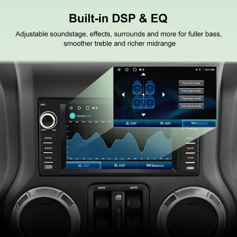 Vratzn Android 13 Car Radio Stereo for Jeep Wrangler JK 2007-2018 Dodge RAM 1500 2500 3500 2009-2012 4 Core CPU 2G RAM 64G ROM with Wireless CarPlay/Android Auto/GPS/HD Backup Camera/Bluetooth - Image 5