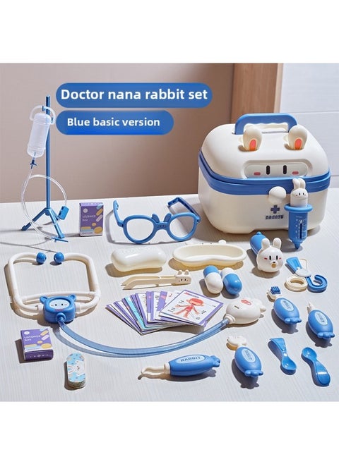 Nana Rabbit Play Home Simulation Medical Portable Toy Case Cute Cute Fun Shape Educational Children's Toy-Color:Blue Basic Model (mail Order Box)