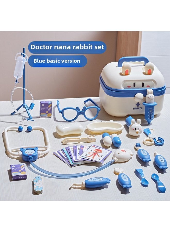 null - Nana Rabbit Play Home Simulation Medical Portable Toy Case Cute Cute Fun Shape Educational Children's Toy-Color:Blue Basic Model (mail Order Box) - Image 1