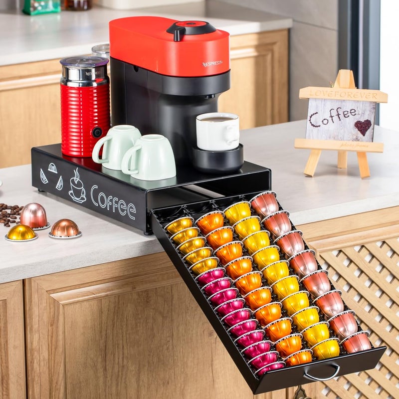 FlagShip for Vertuo Pod Holder Coffee Pod Storage for Nespresso Pod Organizer Black Metal Fits All Size Vertuo Pods - Image 5