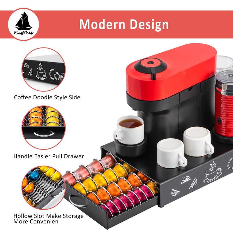 FlagShip for Vertuo Pod Holder Coffee Pod Storage for Nespresso Pod Organizer Black Metal Fits All Size Vertuo Pods - Image 3