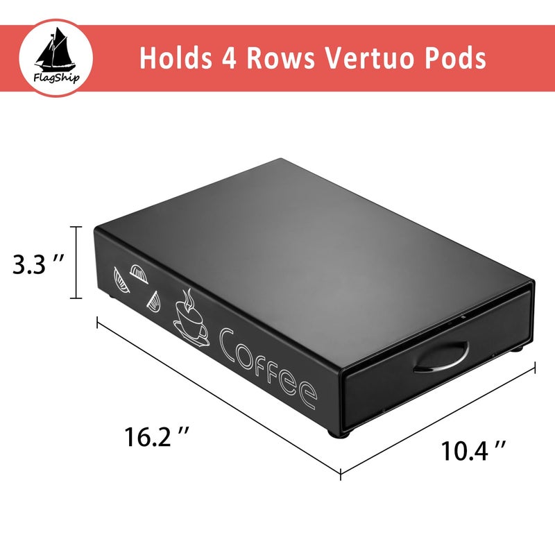 FlagShip for Vertuo Pod Holder Coffee Pod Storage for Nespresso Pod Organizer Black Metal Fits All Size Vertuo Pods - Image 2