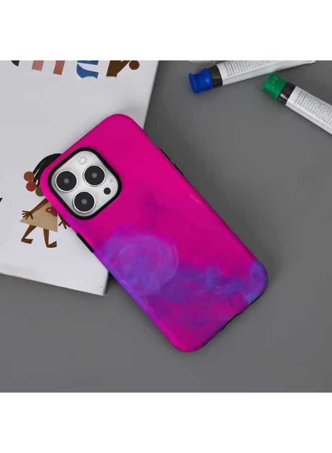 Temu A 2-in-1 durable, shock-absorbing, stylish pink film case with a hint of blue mist. A perfect birthday gift for friends. Compatible with iPhone 13 Pro Max. - Image 2