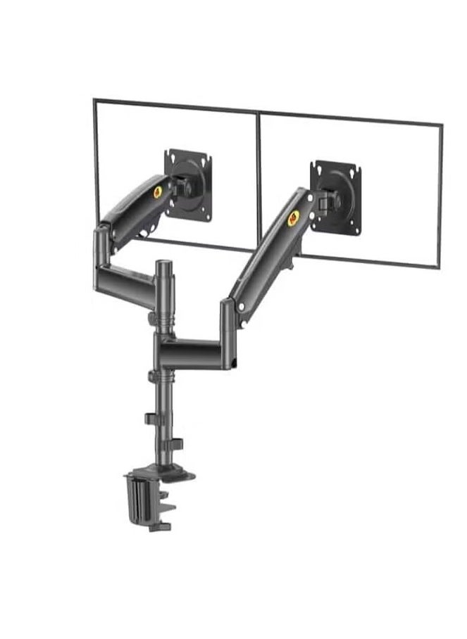 NB Dual Screen Desktop Mount for 22" - 32" Monitors - Adjustable Monitor Arm in Black, VESA Compatible, Tilt, Swivel & Rotate Function for Ergonomic Viewing, Desk Clamp/Wall Mount Options, Heavy-Duty Design  - Image 1