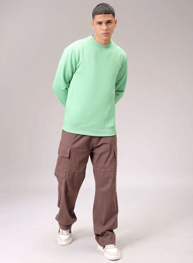 The Indian Garage Co Men Regular Fit Solid Crew Neck Overhead Sweatshirt