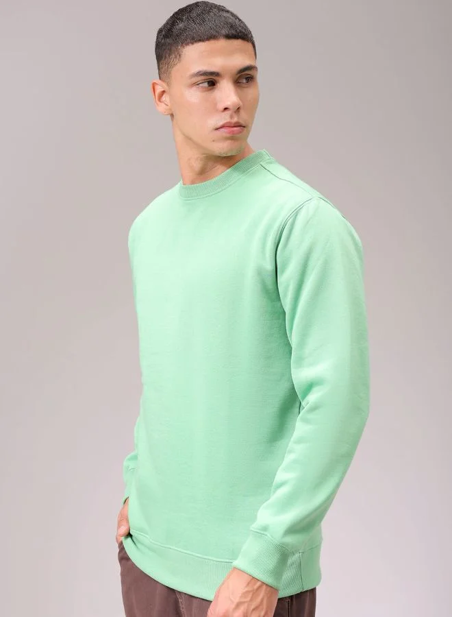The Indian Garage Co Men Regular Fit Solid Crew Neck Overhead Sweatshirt