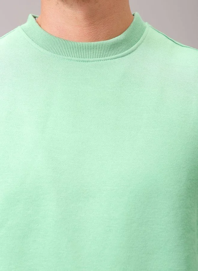 The Indian Garage Co Men Regular Fit Solid Crew Neck Overhead Sweatshirt