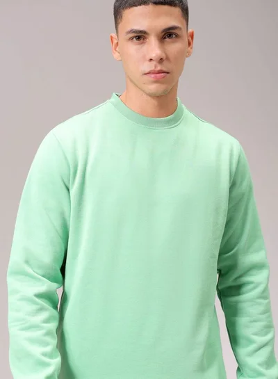 The Indian Garage Co Men Regular Fit Solid Crew Neck Overhead Sweatshirt