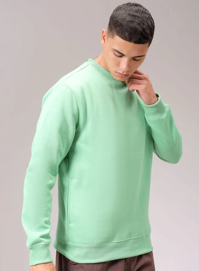 The Indian Garage Co Men Regular Fit Solid Crew Neck Overhead Sweatshirt