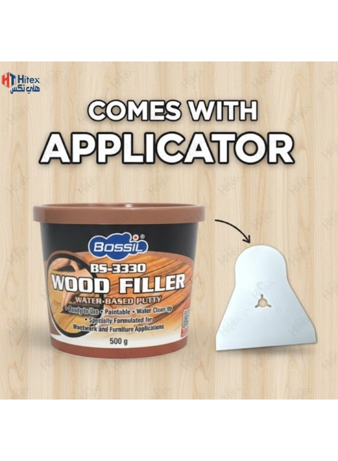 Hitex Bossil Wood Filler – Water-Based Wood Putty for Furniture & Woodwork, Ready to Use, Paintable, Easy Water Cleanup, 500g - Image 3