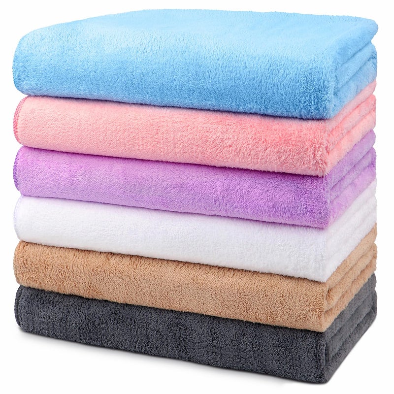 Orighty Bath Towels Pack of 624 x 48  Soft Feel Highly Absorbent Quick Drying for Body Sport Yoga SPA Fitness  MultiColor